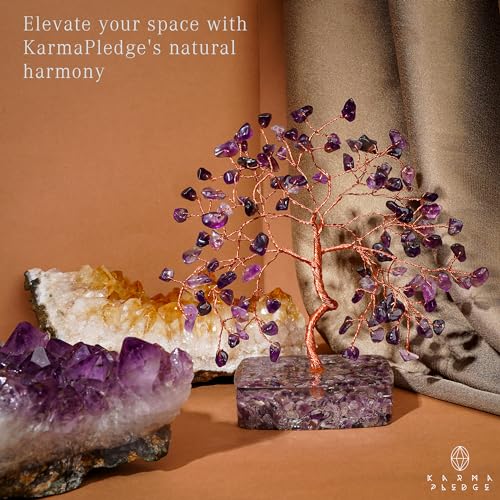 Amethyst Crystal Tree of Life Birthday Gifts for Women, Men, Friends, Handmade Chakra Healing Crystals Tree for Home Office Decor, Positivity, Good Luck, Money, Unique Gifts for Her Sister, Mom, Dad - color: Orgone Square Base Amethyst Crystal Tree