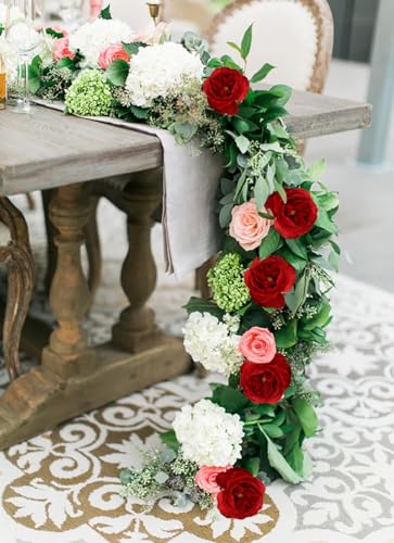 Real Touch Roses Red 2pcs 5.12" Big Red Roses Artificial Flowers Fake Flowers for Decoration Latex Peony Faux Flowers Silk Roses 25.60'' Long Stem for Wedding Home Room Kitchen Decor (Red) - color: Red