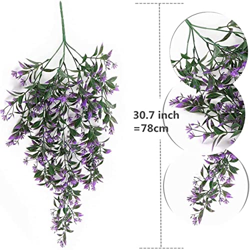 CATTREE Artificial Hanging Vine Flowers, Weeping Willow Plastic Plants Greenery Fake Plants Faux Ivy for Indoor Outdoor Garden Door Wall Baskets Wedding Party Table Decor Decoration Purple 4 Pcs - color: Ivy (Purple) 4pcs