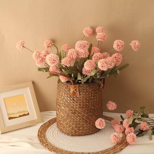 Laelfe 5pcs Dandelion Artificial Flowers Bridal Bouquet Wedding Home Party Decor - color: Dusty Pink