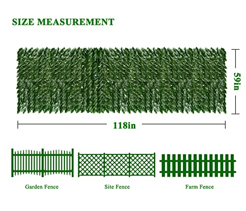 iCover Artificial Ivy Privacy Screen for Fence, 59x118in Strengthened Joint Prevent Leaves Falling Off, Faux Hedge Panels Greenery Vines, Decorative Fences for Outdoor, Garden - color: Green Vines, size: 59*118in