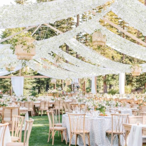 2 Pcs Artificial Bougainvillea Flowers Garland Fake Silk Bougainvilleas Vines Trailing White Faux Hanging Flowers Plants Bougainvillea Artificial for Porch Wedding Arch Spring Summer Decor - color: White