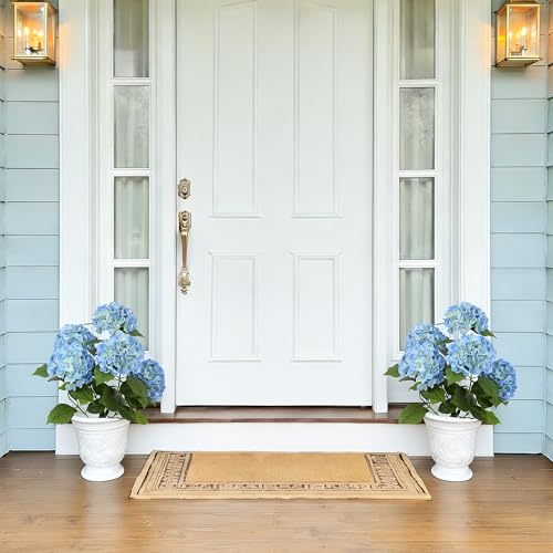 Nafresh 2FT Real Touch Faux Hydrangea Tree Outdoor, 2 Pack Blue Hydrangea Tree Artificial with Vibrant Blooms, Faux Hydrangea Potted Plant for Indoor Outdoor Home Front Porch Pation Decor - color: Blue, size: 2ft