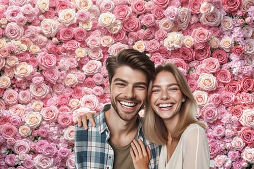 5 x 3 ft Pink Flower Wall Backdrop Floral Rose Floral Photography Backdrops Girls Princess Birthday Baby Shower Wedding Bridal Shower Photo Background Mothers Day Picture Cake Table Decoration Banner - color: Pink01, size: 5X3FT