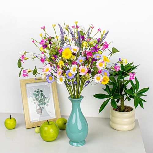 12 Pack Spring Floral Picks 17 Inch Artificial Flower Stems Colorful Spring Flowers with Pip Berries for Vases Centerpieces Sprimg Summer Flower Arrangements and Easter Decor
