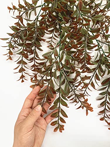 CATTREE Artificial Hanging Vines, Faux Ivy Leaves Plastic Plants Greenery Fake Leaf Plant UV Resistant for Indoor Outdoor Garden Door Wall Baskets DIY Wedding Party Table Decoration Red Brown 4 Pack - color: Red Leaves Hanging Vine / 4 Pcs