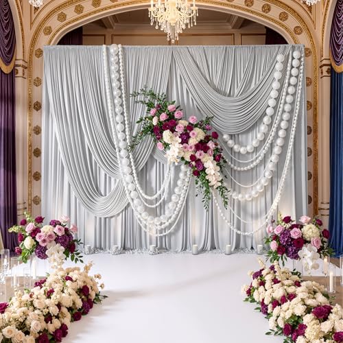 10ftx8ft Wrinkle Free Silver Backdrop Curtain for Parties, Thick Polyester Backdrop Drapes for Wedding Birthday Party Photography Background Baby Shower Decor - color: Silver, size: 10ftx8ft