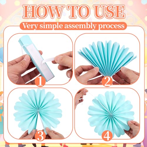 Easy Joy Paper Flowers Decorations for Wall 10 PCS Paper Fans Fiesta Party Decorations Mexican Party Decorations for Girl Classroom Groovy Birthday Baby Shower Wedding Room Wall Hanging Décor - color: Carnival