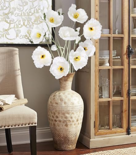 Poppy Flowers Artificial,6PCS Faux White Poppies 41.3in Long Stem Artificial Flowers for Tall Vase Wedding Party Office Decor(White) - color: White
