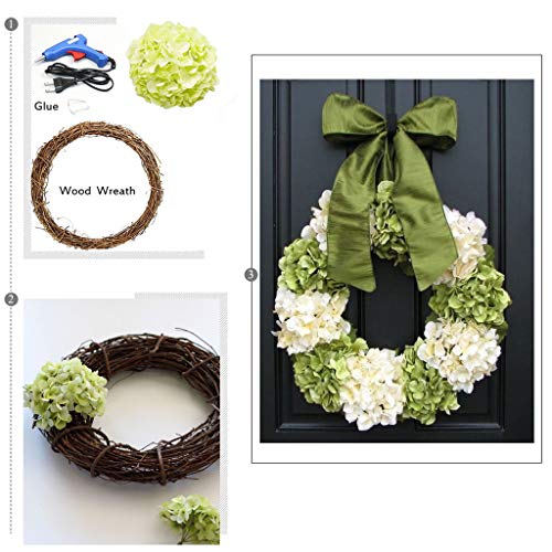 DuHouse Artificial Bigger Silk Hydrangea Flower Heads with Stem Fake Green Hydrangea Flowers for Wedding Home Garden Centerpiece Pack of 6 - color: Green