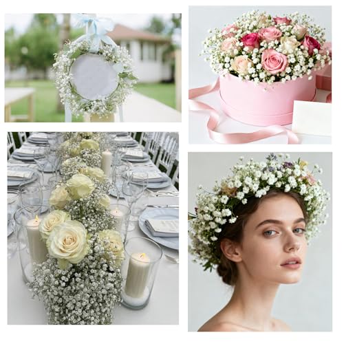 100Pcs Babys Breath Artificial Flowers-Gypsophila Babys Breath Flowers Artificial Bulk-White Real Touch Fake Flowers for Wedding Home Garden Decor - size: 100 Pcs