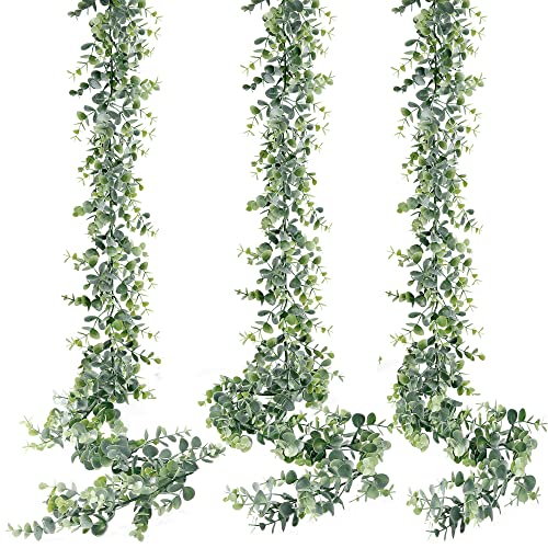 Sggvecsy Artificial Eucalyptus Garland 3 Pack Fake Eucalyptus Greenery Garland Faux Hanging Plants Artificial Vines, 5.6 Feet/Strand for Wedding Backdrop Arch Wall Table Party Outdoor Festival Decor - size: 3 Pack