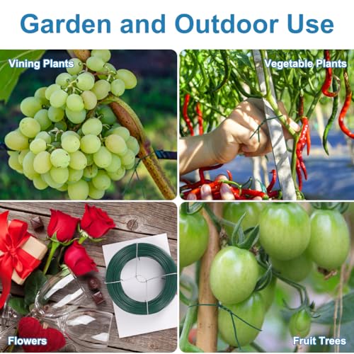 328 Feet Plant Twist Tie Plastic Coated Soft Garden Metal Wire 1mm Thin for Gardening, Home, Office (Green) - color: Green