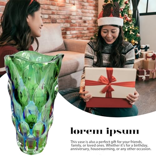 9.5" High Thickened Green Glass Flower Vase for Home Decor, Dining Wedding Table Office Holiday Party Centerpiece Decoration - color: Green