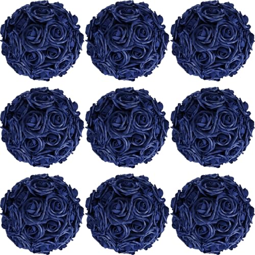 Tigeen 200 Pack Navy Blue Artificial Roses Flowers Bulk with Stems Artificial Foam Rose Real Looking Fake Flower for DIY Wedding Bouquets Bridal Shower Centerpieces Floral Arrangements Home Decoration - color: Navy Blue