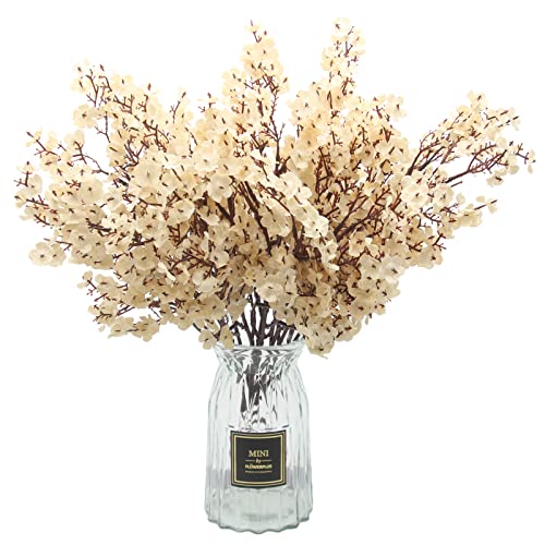 Hananona 10 Pcs Babys Breath Artificial Flowers Real Touch Fake White Flowers Silk Flowers for Spring Wedding Decor Indoor Floral Arrangement Table Centerpieces Home Decor (White, 10) - color: White