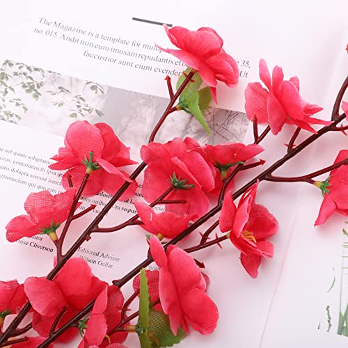 10PCS Artificial Cherry Blossom Branches Silk Spring Peach Blossom Fake Flowers Arrangements for Home Wedding Decoration (Rose) - color: Rose