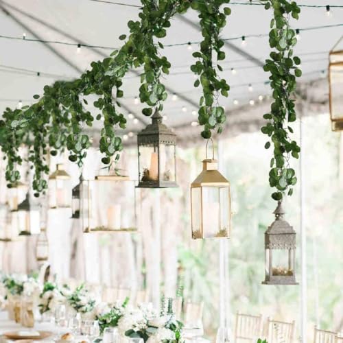 12 Pack 84Ft Artificial Vines Hanging Greenery Garland Leaves Wall Room Ceiling Decor Fake Vines for Home Kitchen Bedroom Garden Wedding Jungle Party Enchanted Forest Decorations - color: Green-12