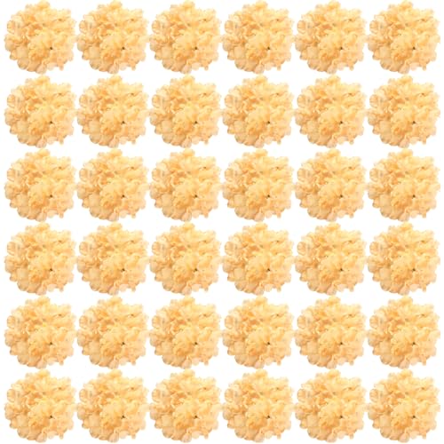 FagusHome Silk Hydrangea Heads 36 Pcs Artificial Flowers Heads and 3 Dozens Stems Fake Hydrangea Flowers with Stems for Home Wedding Decor (Light Yellow) - color: Light Yellow