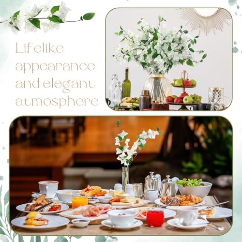 30 Pcs Artificial Faux Bougainvillea Fake Flower Silk Bougainvillea Branches UV Resistant Outdoor Indoor Decoration for Wedding Home Centerpieces Outside Decor (White) - color: White