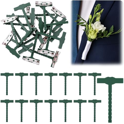 Boutonniere Safety Pins, Plastic Corsage Pins Safety Clips for Bride Groom, Tiny Boutonniere Brooch Supplies - color: Green-15pcs