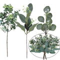 12PCS Mixed Artificial Eucalyptus Leaves Stems Bulk Faux Greenery Spray with White Seeds for Wedding Bouquet Garland Floral Arrangement Decoration (12, Green)