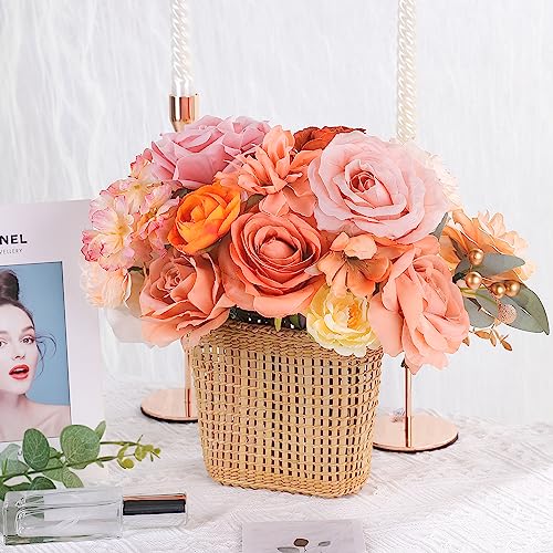 Rose Artificial Flowers Combo Fake Flowers Rose Silk Flowers with Stems for DIY Wedding Bouquets Centerpieces Arrangements Table Decor Bridal Baby Shower Party Home Decor Indoor Outdoor(Champagne) - color: Champagne
