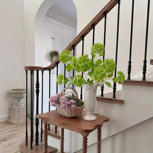YalzoneMet RUZUQE 4 Pcs Dark Green Artificial Snowball Viburnum Flower 26.8‘’ Small Blooms Hydrangea Real Touch Faux Latex Long Stem Snowball for Spring Home Decoration Table Centerpiece - color: Dark Green