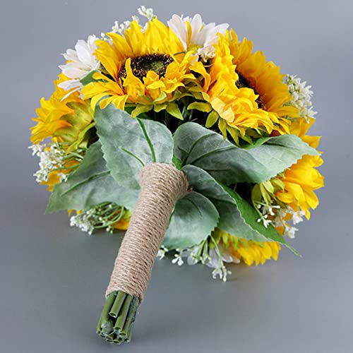 TOOYFUL Wedding Bride Bouquet Sunflowers Bridesmaid Holding Flower Artificial Flowers for Festival Wedding Ceremony Decor Centerpiece