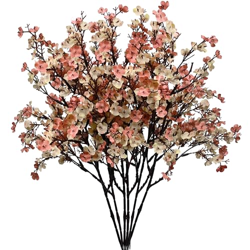 Mandy's 6 Bundles Artificial Beige Brown Baby’s Breath Flowers | 18.5 Inch Silk Gypsophila European Style Modern Home Decor Centerpiece Neutral Wedding Flower Arrangements - color: Beige Brown