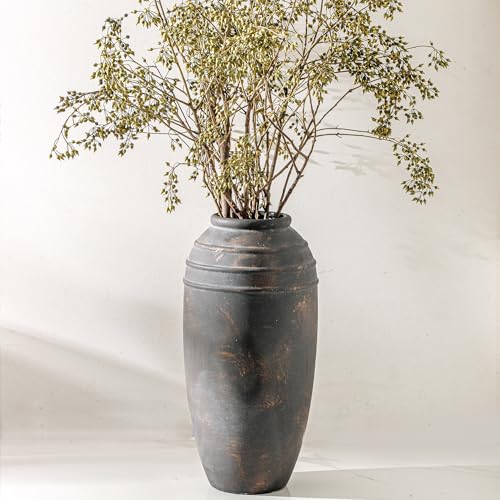 Large Ceramic Rustic Vase - 12.87 inch Tall Decorative Farmhouse Vase for Home Decor, Living Room, Shelf Decor, Enterway, Office, Table Decoration - color: 101-4-12.87in