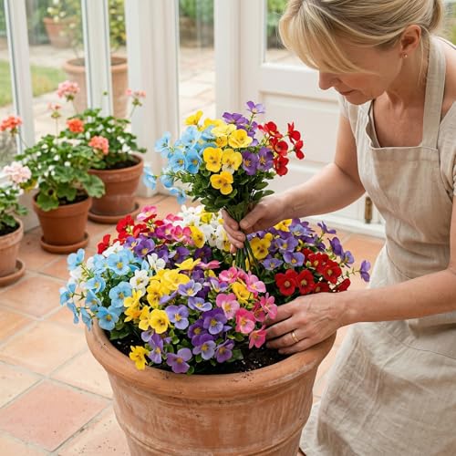 trytuny Artificial Flowers for Outdoor, Realistic Faux Plants for Outside Indoor Porch Patio Window Box Planter Home Decor (12Pcs Mixed Color) - size: 12Pcs Mixed Color
