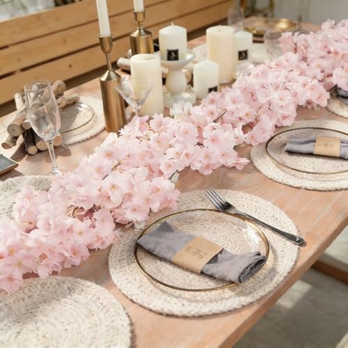 Artificial Flowers Garland Cherry Blossom Garland Silk Cherry Blossom Vines Hanging for Wedding Party Sakura Cute Spring Decor (Cherry Pink, 4PCS) - color: Cherry Pink, size: 4PCS