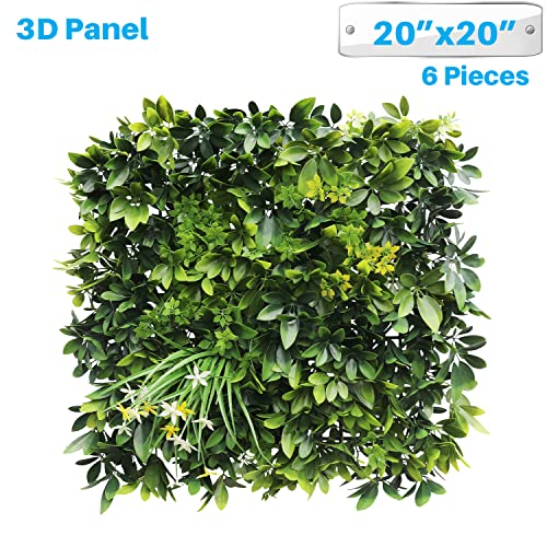 Patio Paradise 20"x20" (6PC) Artificial Grass Wall Panels Greenery Backdrop Faux Boxwood Hedge Fake Ivy Privacy Screen for Outdoor Wedding Décor Photography Background, #6 3D Mixed - color: #6 3D Mixed, size: 20"x20"