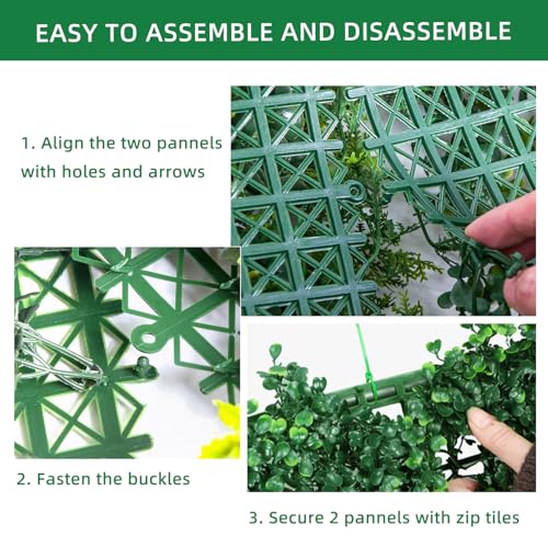 Takywep 12 Pack 20 x 20 Inch Artificial Grass Wall Panels,PE Fake Greenery Privacy Fence for Indoor and Outdoor Decor