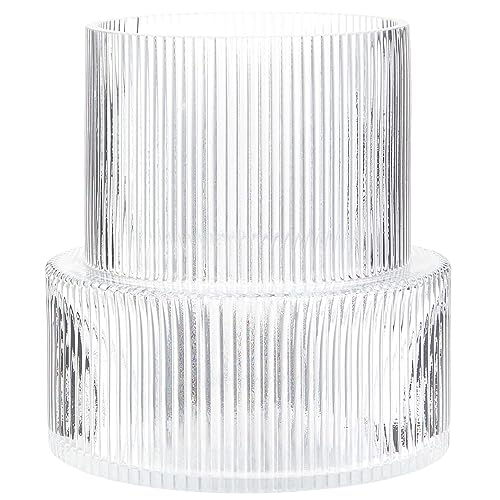 Ribbed Glass Vase, Flower Vase, Fluted Clear Vases for Flowers, Modern Vases for Living Room, Dining Table, Entryway, Shelf, Wedding, Office, Coffee Table, Birthday, 7.5 Inches - color: Clear, size: Ribbed 7.5 Inches