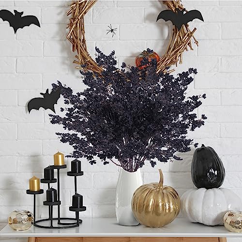Sggvecsy 15 Pcs Babys Breath Artificial Flowers Gypsophila Bouquets Bulk Real Touch Fake Silk Flowers for Home Halloween Wedding DIY Floral Arrangement Table Centerpiece Festival Decoration (Black) - color: Black, size: 15Pcs