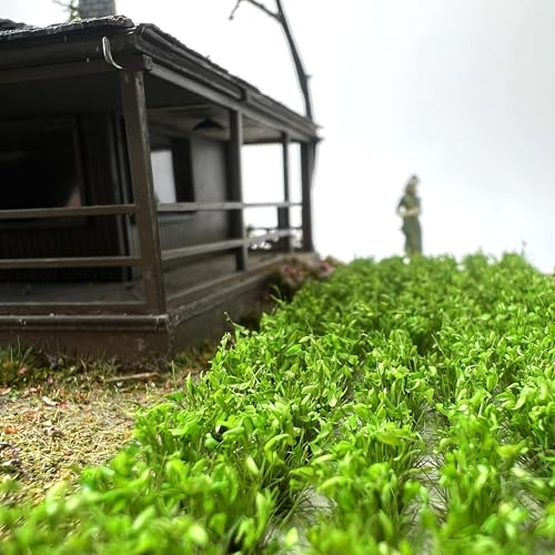 120 Pcs 8-Color Miniature Tea Garden Grass Tufts - Static Artificial Grass Plants for Diorama, Model Railway, Train Scene Decoration, Ages 14+ (0.8cm)(Spring Green) - color: Spring Green