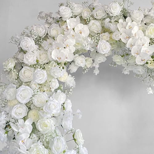 5D Rose Heart-Shaped Arch Artificial Luxury‌ Flower Arch for Marriage Proposal Wedding Party Outdoor Decor (White with Stand) - color: White with Stand