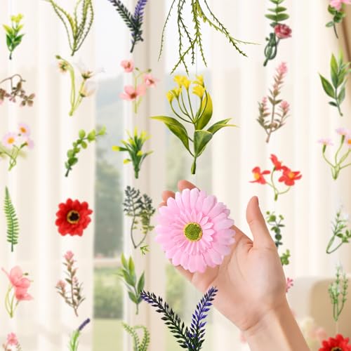 Livole 12Pcs 72Ft Hanging Flower Garland with Bow Wildflower Garlands Backdrop Silk Rose Fake Floral Vines with Hooks for Spring Party Wedding Birthday Anniversary Arch Wall Garden Decor - color: Wildflowers, size: 12Pcs