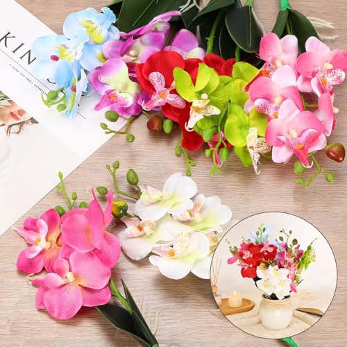 uxcell 2 Pcs Artificial Phalaenopsis Fake Flowers, 12 Inch Real Touch Artificial Floral Fake Bouquet for Wedding Bride Shower Gift Home Decor DIY Crafts, Yellow - color: Yellow, size: 12 Inch