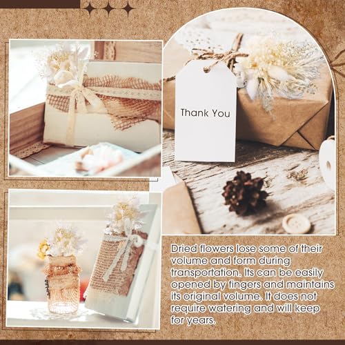 Yinkin 12 Pcs Mini Dried Flower Bouquet for Boho Floral Wedding 6'' Small Dry Pampas Grass Handmade Tiny Dried Flower for Crafts DIY Boutonniere Table Centerpieces Bridesmaid Gift Box(White,Classic) - color: White, style: Classic