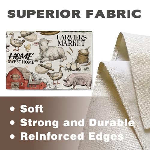 Vintage Farm Animals Placemats Set of 4, Farmhouse Country Barn Lamb Pig Chick Duck Tractor Dining Place Mats Table Decor, Retro Farmer Market Home Sweet Home Kitchen Decoration 12''x18'' - color: Farm, size: Placemats 12''X18''