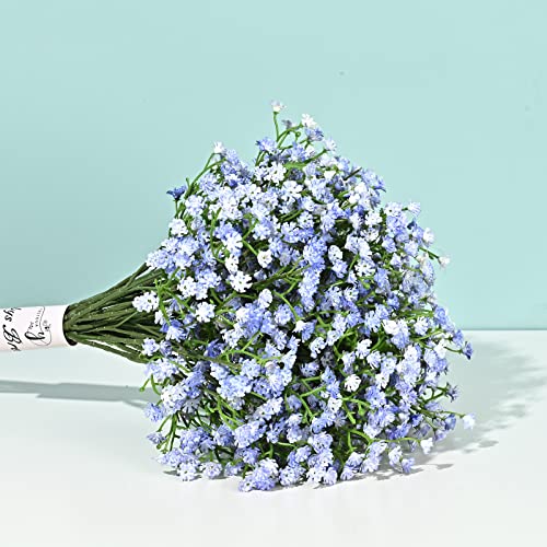 Yastouay Babys Breath Artificial Flowers, 6Pcs Fake Babys Breath Flowers Artificial Bulk, Real Touch Faux Babies Breath Gypsophila Bouquet for Wedding Centerpiece Floral Arrangement Party Decor - color: Blue, size: 6 Pcs