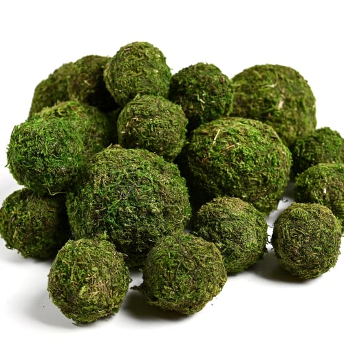 Usmola 18pcs Fake Moss Balls, 6pcs 3.2" Faux Green Balls + 12pcs 2" Artificial Moss Decorative Balls for Centerpiece Bowls (Fresh Green)