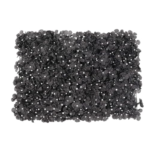 Efavormart Black UV Protected Hydrangea Flower Wall Mat Backdrop 4 Artificial Panels - 11 Sq ft. - color: Black