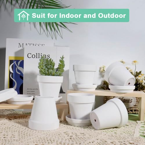 vensovo 3 inch White Terracotta Clay Pots for Plants with Saucer - 12 Pack Small Terra Cotta Planter Great for Garden Windowsill Indoor & Outdoor Wedding Favors Gifts - color: White