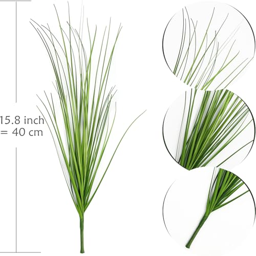 Artificial Wheat Grass Shrubs Fake Grass Plastic Plants Faux Greenery Bushes Tall Stem Wheatgasss for Outdoor Indoor Wedding Decor Office Yard Table Arrangements Planter Filler Decoration Green 8 Pack - color: Grass - Green - 8 Bundles