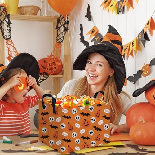 Halloween Ghost thriller basket,Empty Halloween basket,Horror and thriller decor,Trick or Treat Box for Boys and Girls,Horror decor(Bat pumpkin) - color: Bat pumpkin
