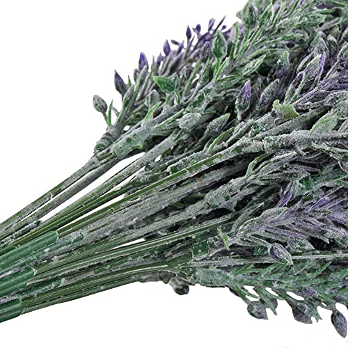 GTIDEA 16pcs Artificial Lavender Artificial Flowers Fake Lavender Faux Purple Flocked Plastic Flowers Plants for Home Wedding Kitchen Garden Patio Window Centerpieces Indoor Outdoor Décor